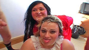 Chubby British chavs take facials and sperm in mouth